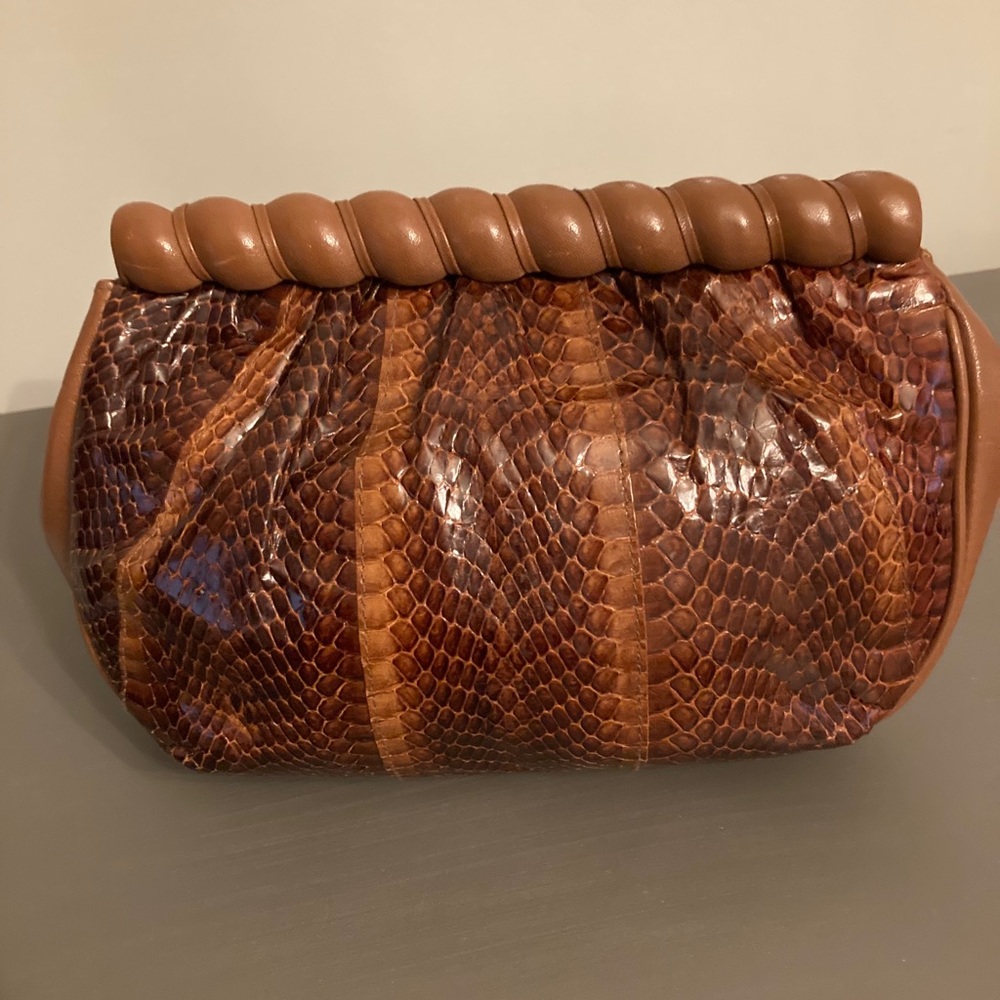 Genuine snakeskin leather clutch handbag